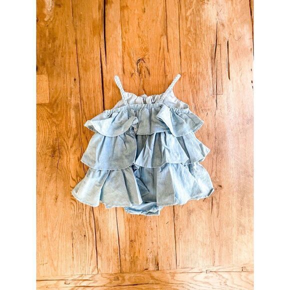NWT! Dylan & Abby Ruffle Tiered Chambray Dress Size 6-9M - Picture 4 of 5
